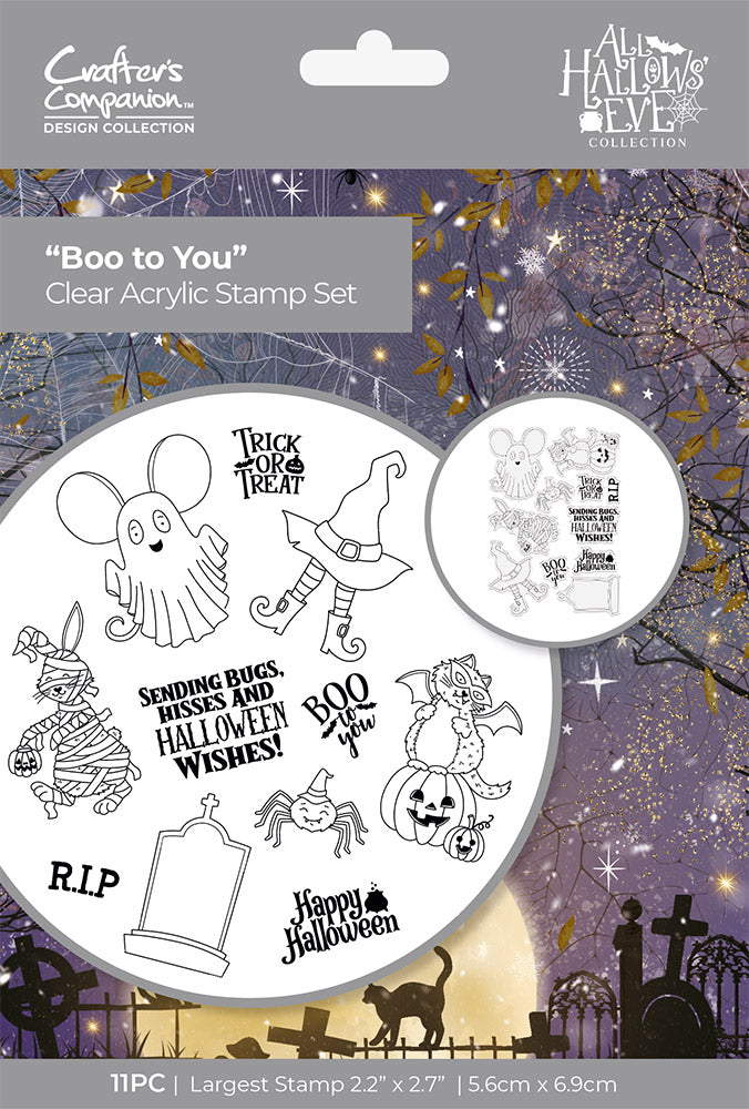 All Hallows Eve Clear Acrylic Stamps - Boo to you -Crafters Companion UK