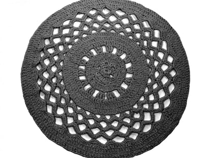 RibbonXL : Crochet Round Rug - Stone Grey