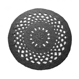 RibbonXL : Crochet Round Rug - Stone Grey