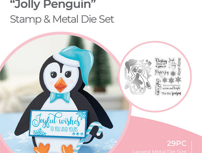 Gemini Shaped Card Base Stamp & Die - Jolly Penguin