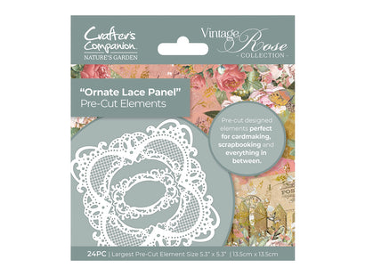 Nature's Garden Vintage Rose Pre-cut elements - Ornate Lace Panel