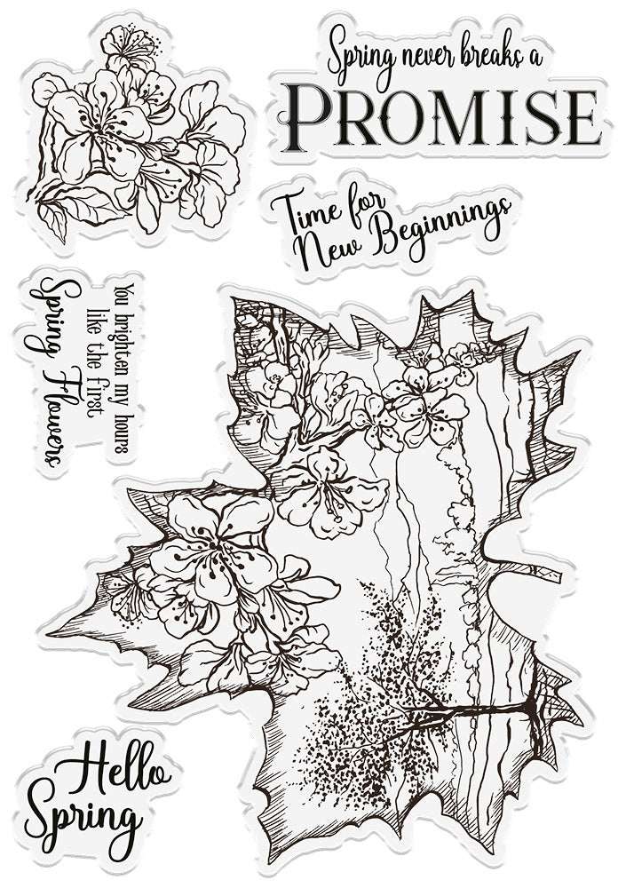 Sheena Douglass Timeless Leaves Photopolymer Stamp Spring Blossom